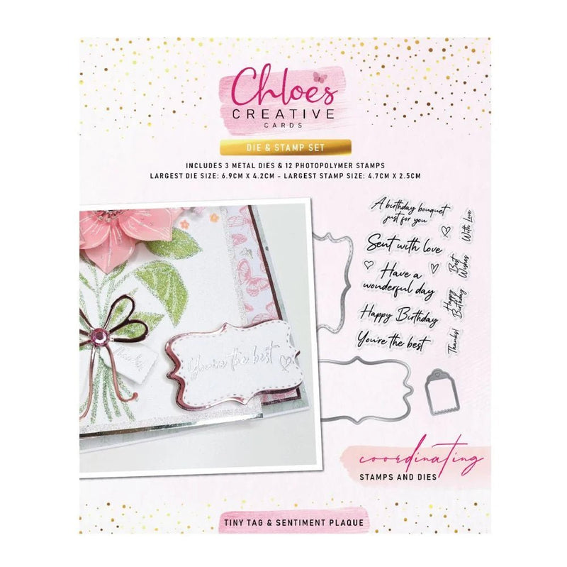 Tiny Tag & Sentiment Plaque Die & Stamp by Chloes Creative Cards - Craftywaftyshop