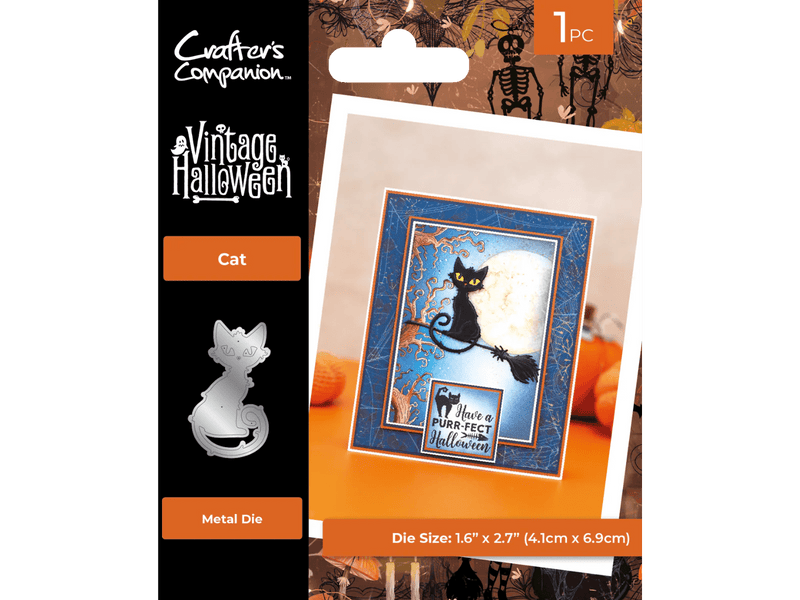 Vintage Halloween Metal Die - Cat by Crafters Companion - Craftywaftyshop
