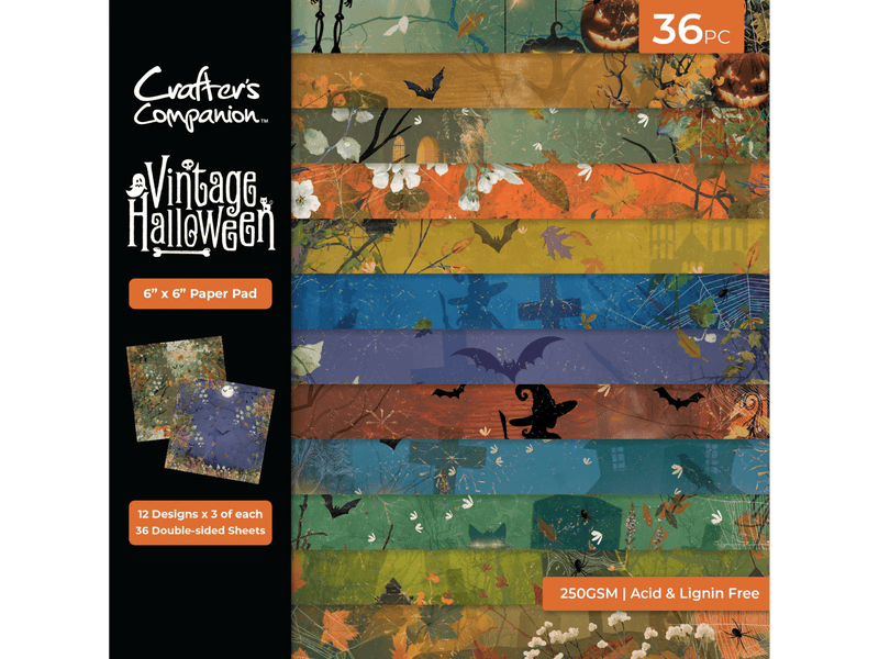 Vintage Halloween Paper Pad - 6" x 6" by Crafters Companion - Craftywaftyshop