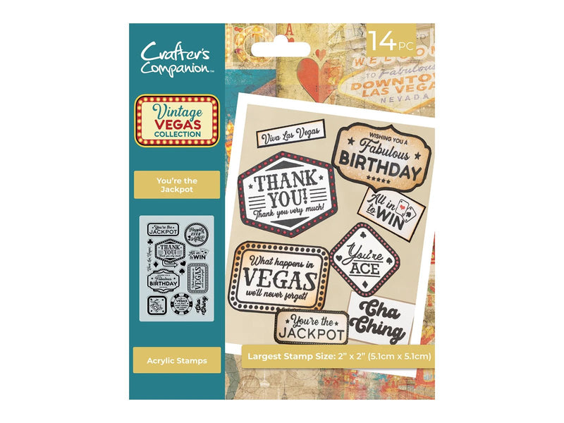 Vintage Vegas Clear Acrylic Stamp - You’re the Jackpot by Crafters Companion - Craftywaftyshop