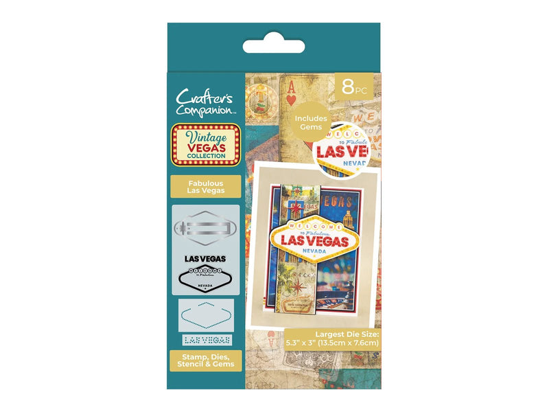 Vintage Vegas Stamp, Die, Stencil & Gems - Fabulous Las Vegas by Crafters Companion - Craftywaftyshop