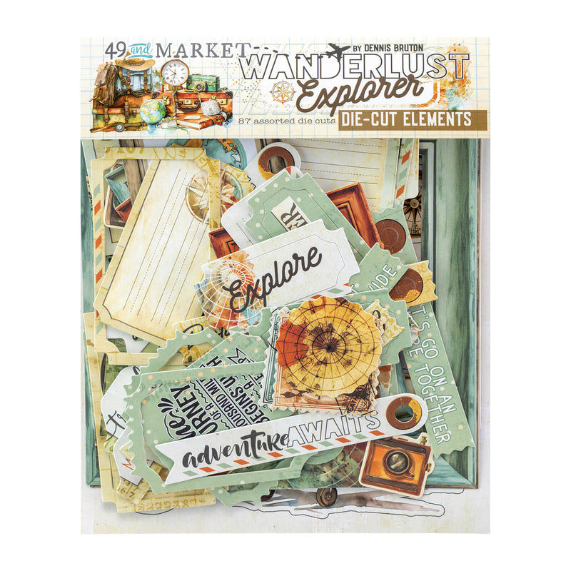 Wanderlust Explorer Die - Cut Elements by 49 and Market - Craftywaftyshop