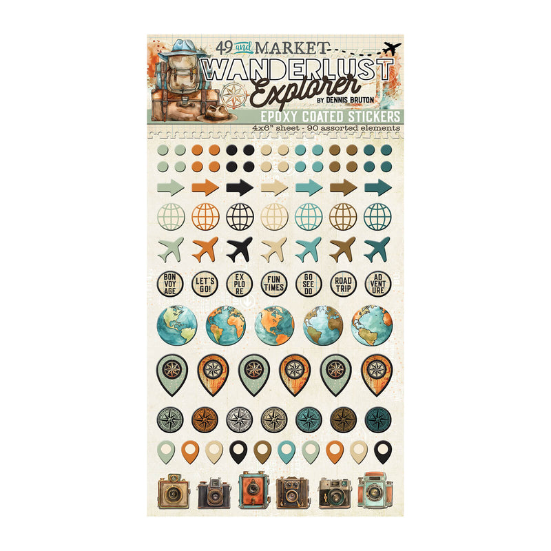 Wanderlust Explorer Epoxy Stickers by 49 and Market - Craftywaftyshop