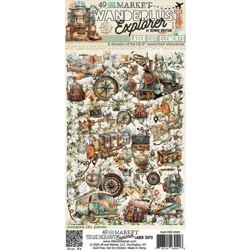 Wanderlust Explorer Laser Cut Element Set by 49 and Market - Craftywaftyshop