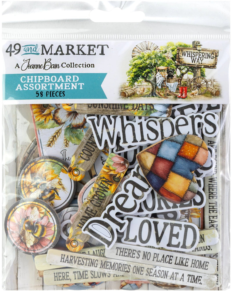 Whispering Way 58 Pieces Farm Themed Chipboard Set by 49 and Market - Craftywaftyshop