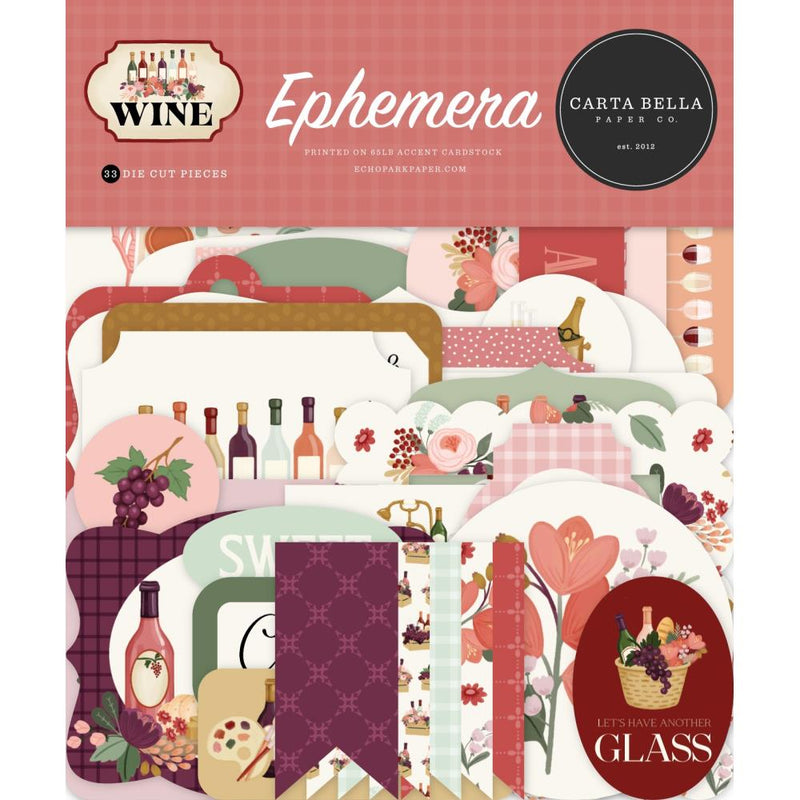 Wine 33 Pieces Die - Cut Ephemera by Carta Bella - Craftywaftyshop