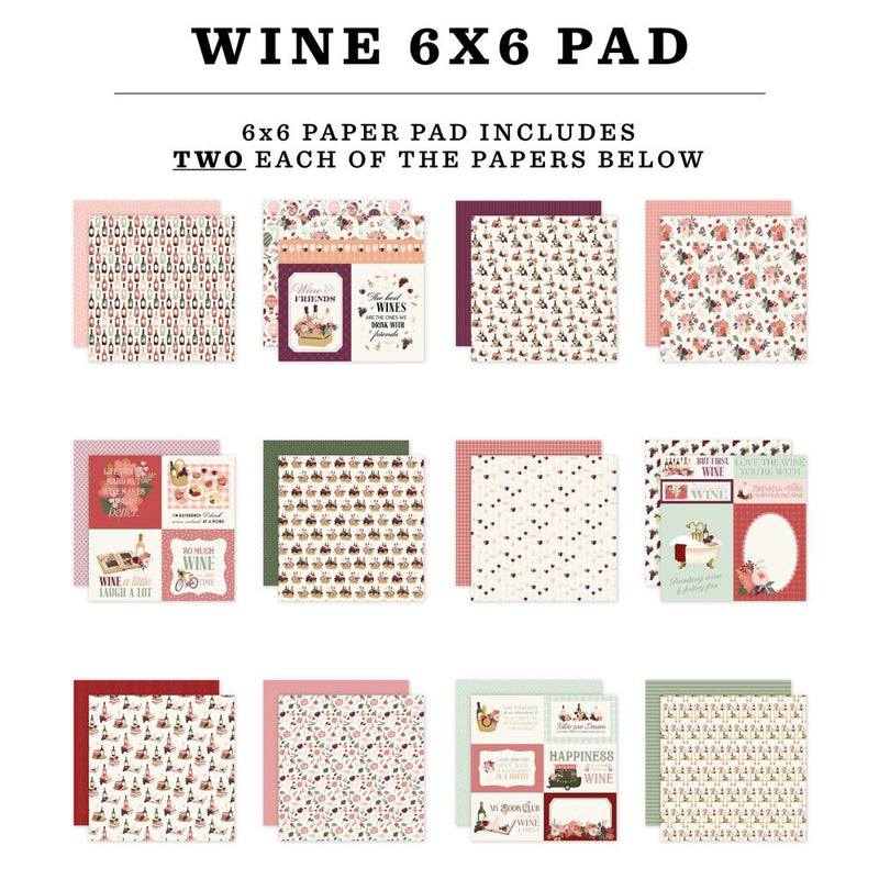 Wine 6"x6" Paper Pad by Carta Bella - Craftywaftyshop