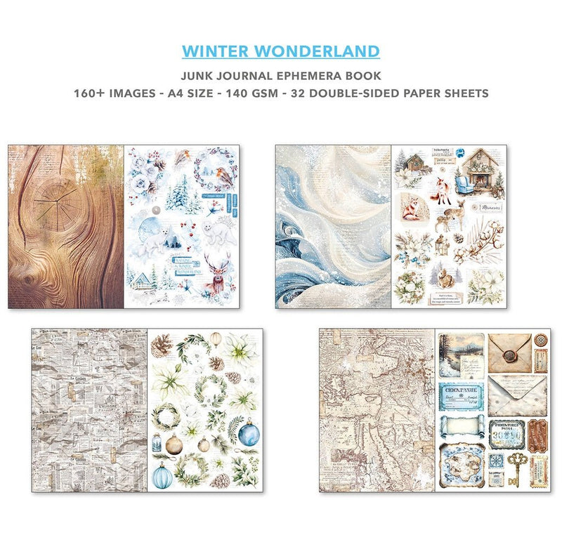 Winter Wonderland Junk Journal Ephemera Book A4 32 Sheets by Ciao Bella - Craftywaftyshop