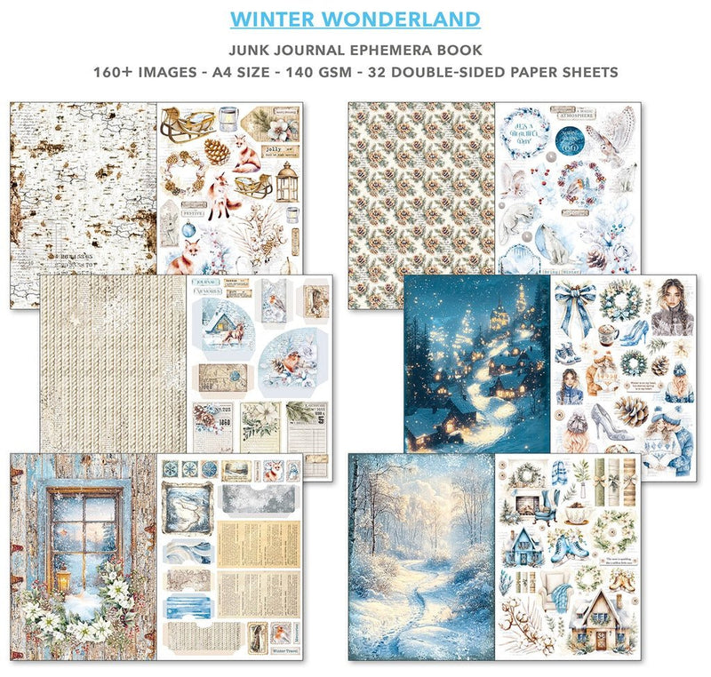 Winter Wonderland Junk Journal Ephemera Book A4 32 Sheets by Ciao Bella - Craftywaftyshop