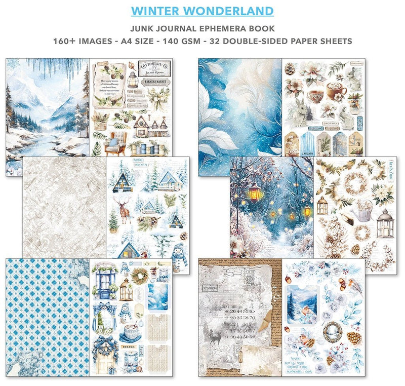 Winter Wonderland Junk Journal Ephemera Book A4 32 Sheets by Ciao Bella - Craftywaftyshop