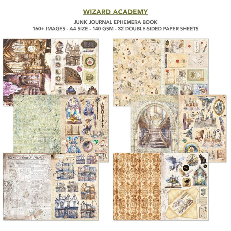 Wizard Academy Junk Journal Ephemera Book A4 32 Sheets by Ciao Bella - Craftywaftyshop
