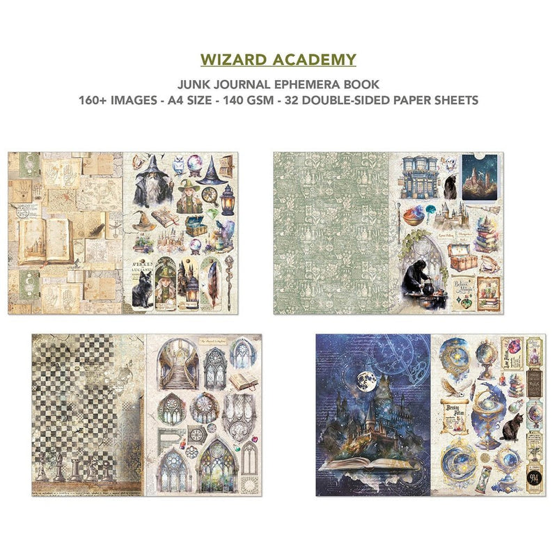 Wizard Academy Junk Journal Ephemera Book A4 32 Sheets by Ciao Bella - Craftywaftyshop