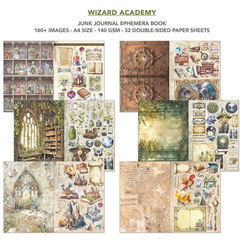 Wizard Academy Junk Journal Ephemera Book A4 32 Sheets by Ciao Bella - Craftywaftyshop