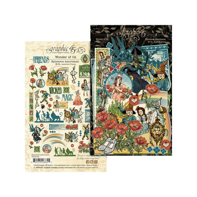 Wonder of Oz 55 Pieces Ephemera Set by Graphic 45 - Craftywaftyshop