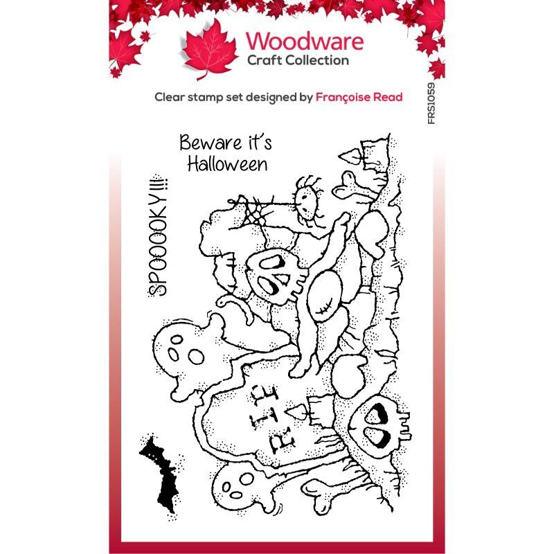 Woodware Clear Singles Spooky Night 4 in x 6 in Stamp Set - Craftywaftyshop