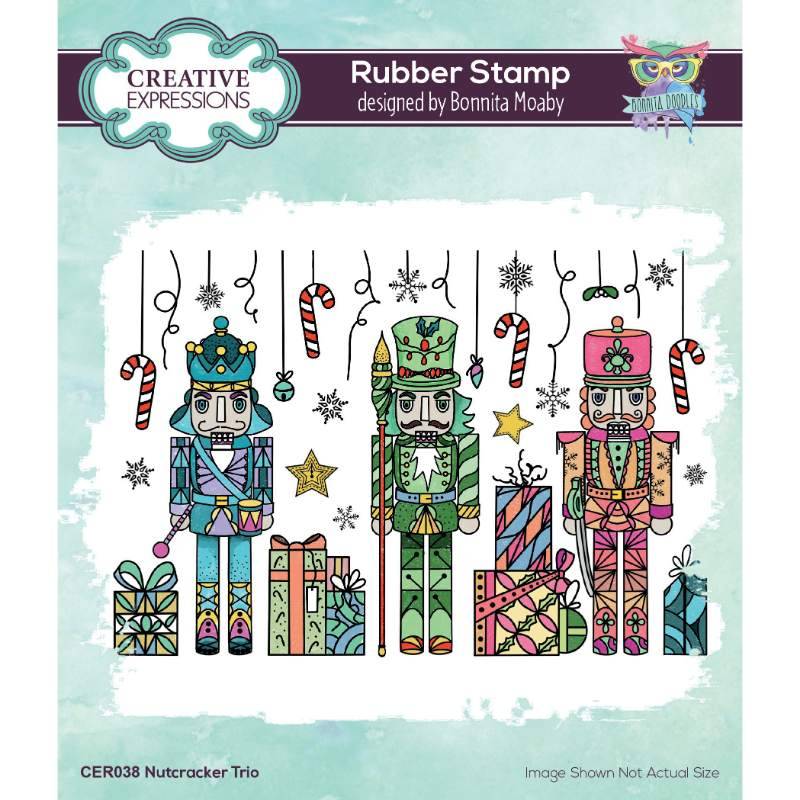 Bonnita Moaby Nutcracker Trio 5.9 in x 4 in Rubber Stamp - Craftywaftyshop