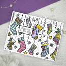 Bonnita Moaby Stocking Garland 6 in x 4 in Rubber Stamp - Craftywaftyshop
