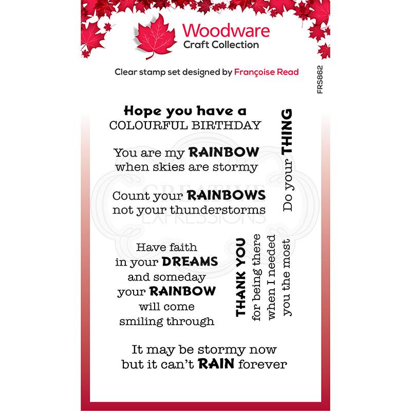 Clear Singles Colourful Greetings 4 in x 6 in Stamp by Woodware - Craftywaftyshop