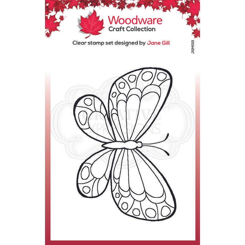 Clear Singles Mini Wings Marbled White 2.6 in x 1.7 in Stamp by Woodware - Craftywaftyshop