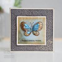 Clear Singles Mini Wings Marbled White 2.6 in x 1.7 in Stamp by Woodware - Craftywaftyshop