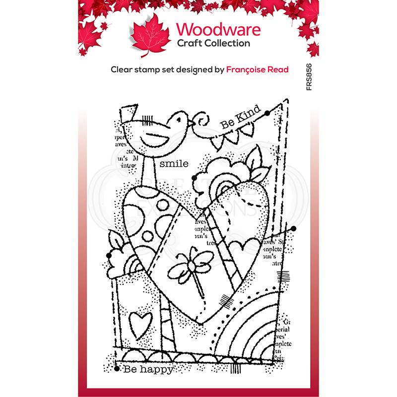 Clear Singles Rainbow Heart 4 in x 6 in Stamp by Woodware - Craftywaftyshop