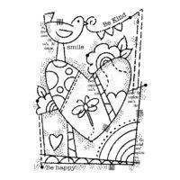 Clear Singles Rainbow Heart 4 in x 6 in Stamp by Woodware - Craftywaftyshop