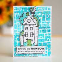 Clear Singles Rainbow House 8 in x 2.6 in Stamp by Woodware - Craftywaftyshop