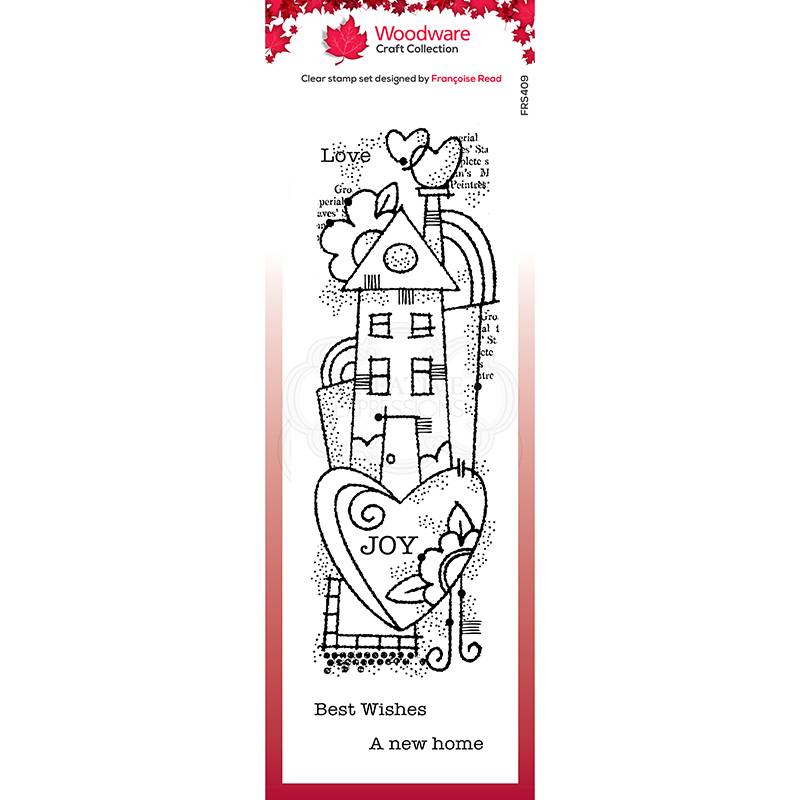Clear Singles Rainbow House 8 in x 2.6 in Stamp by Woodware - Craftywaftyshop