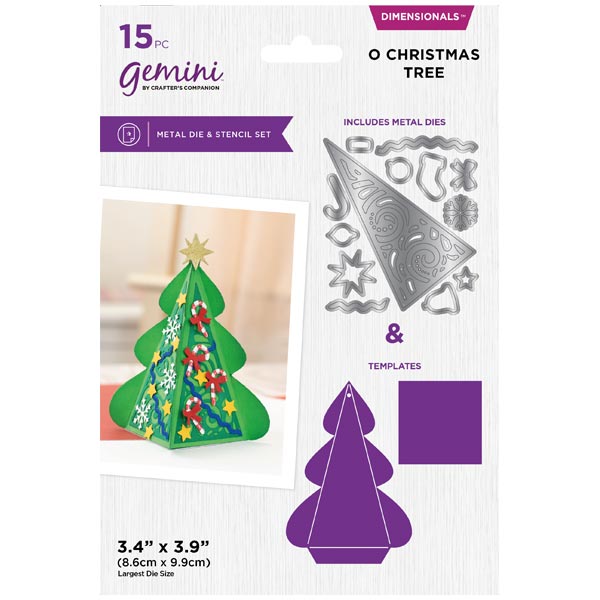 Crafter's Companion 3D Box Die and Stencil Set O Christmas Tree - Craftywaftyshop