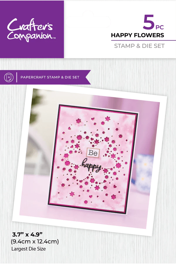 Crafters Companion Stamp and Die Happy Flowers - Craftywaftyshop