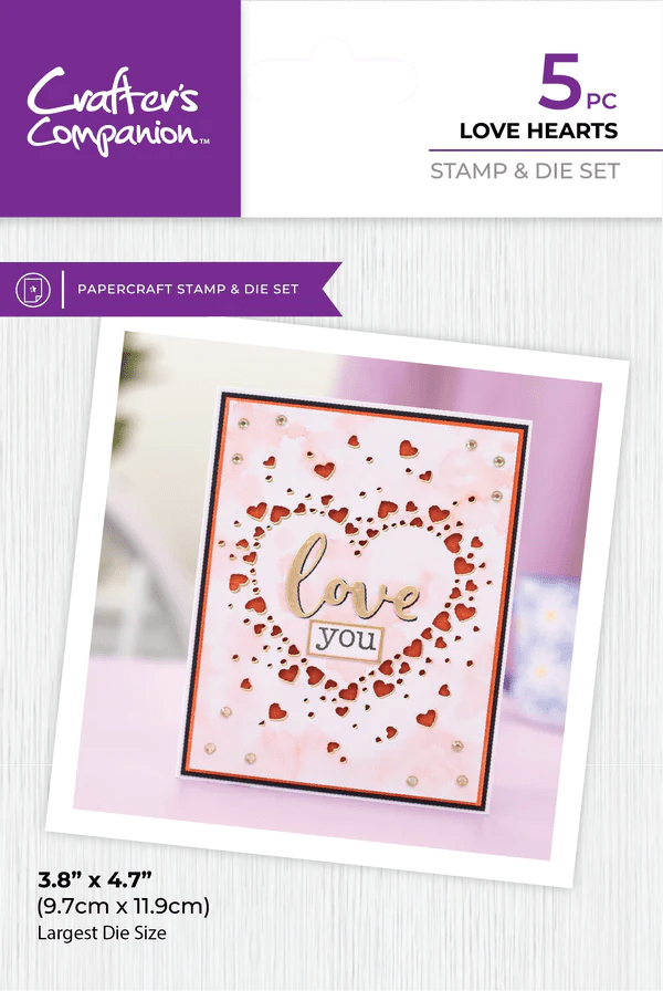 Crafters Companion Stamp and Die Love Hearts - Craftywaftyshop