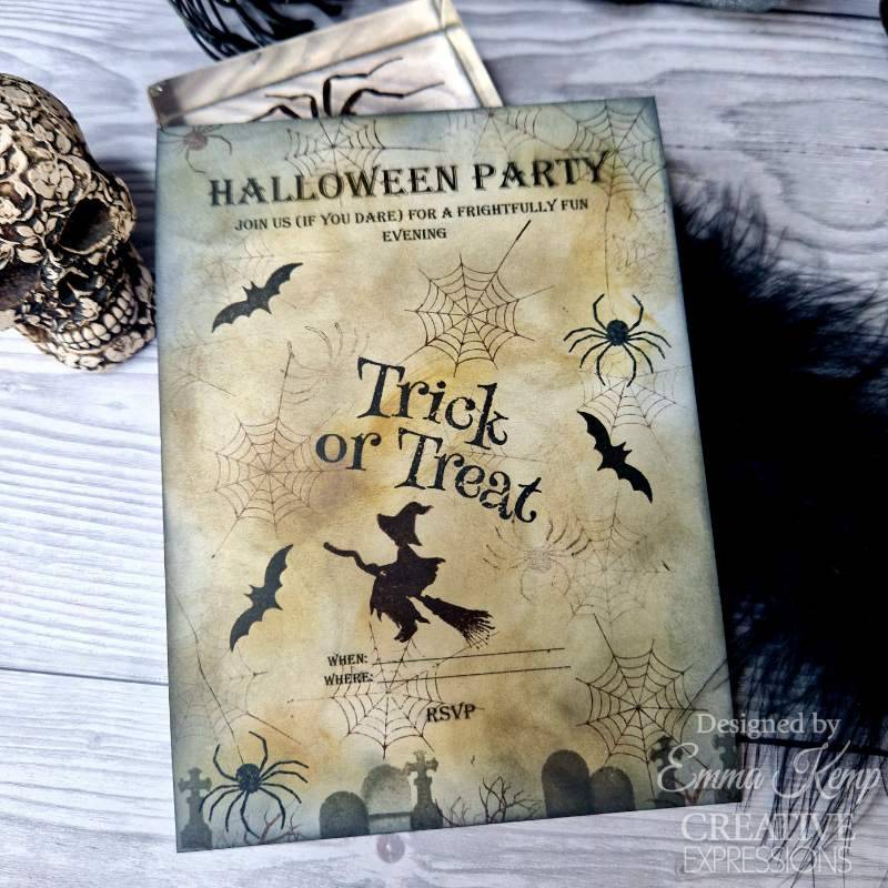 Creative Expressions Designer Boutique Trick or Treat 4 in x 8 in DL Clear Stamp Set - Craftywaftyshop