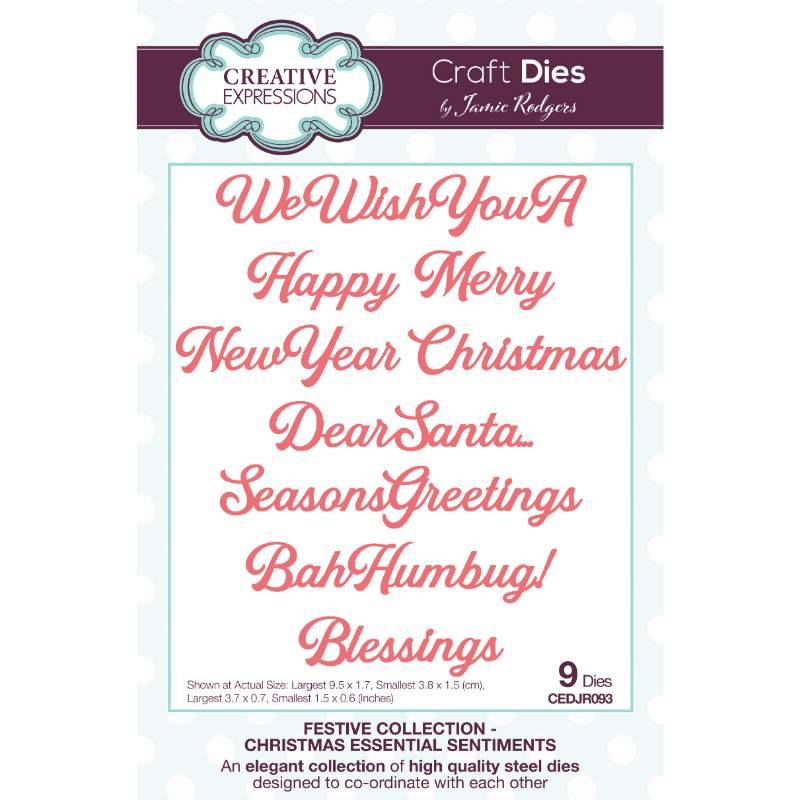 Creative Expressions Jamie Rodgers Christmas Essential Sentiments Craft Die - Craftywaftyshop
