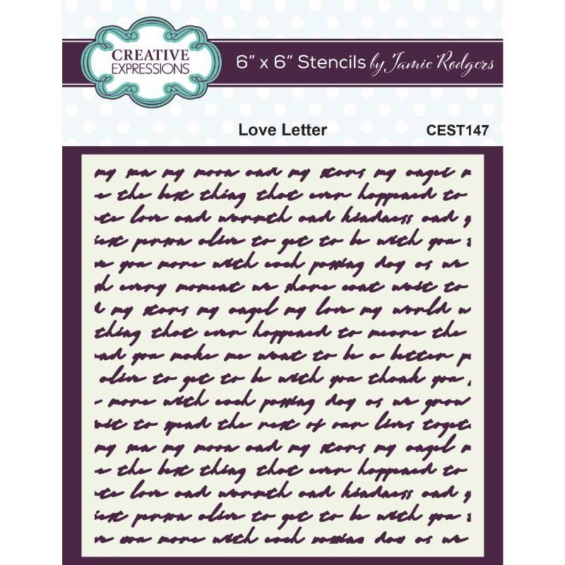 Creative Expressions Jamie Rodgers Love Letters 6 in x 6 in Stencil - Craftywaftyshop