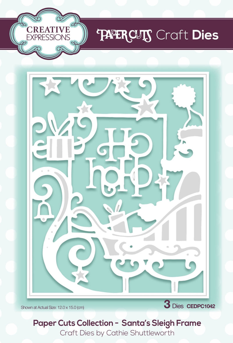 Creative Expressions Paper Cuts Santa’s Sleigh Frame Craft Die - Craftywaftyshop