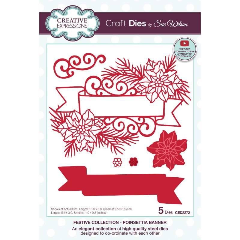 Creative Expressions Sue Wilson Poinsettia Banner - Craftywaftyshop