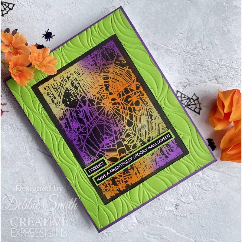 Creative Expressions Web of Shadows 4 in x 6 in Pre Cut Rubber Stamp - Craftywaftyshop