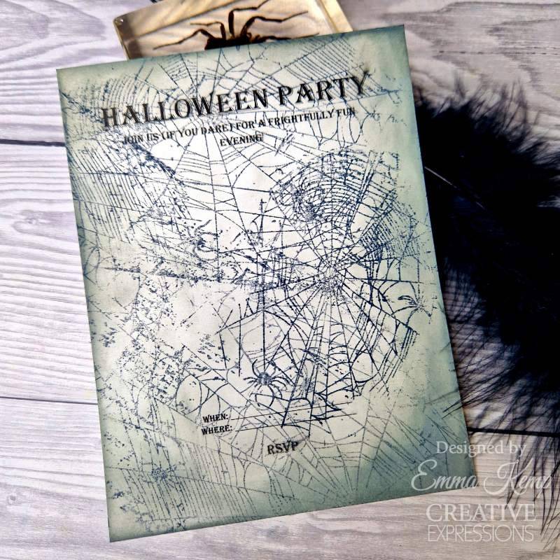 Creative Expressions Web of Shadows 4 in x 6 in Pre Cut Rubber Stamp - Craftywaftyshop