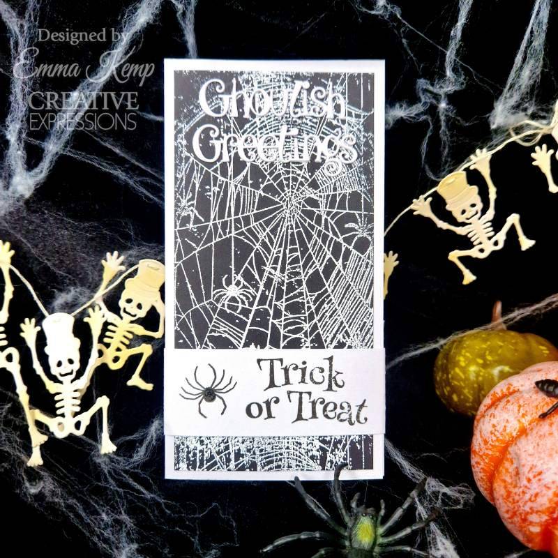 Creative Expressions Web of Shadows 4 in x 6 in Pre Cut Rubber Stamp - Craftywaftyshop