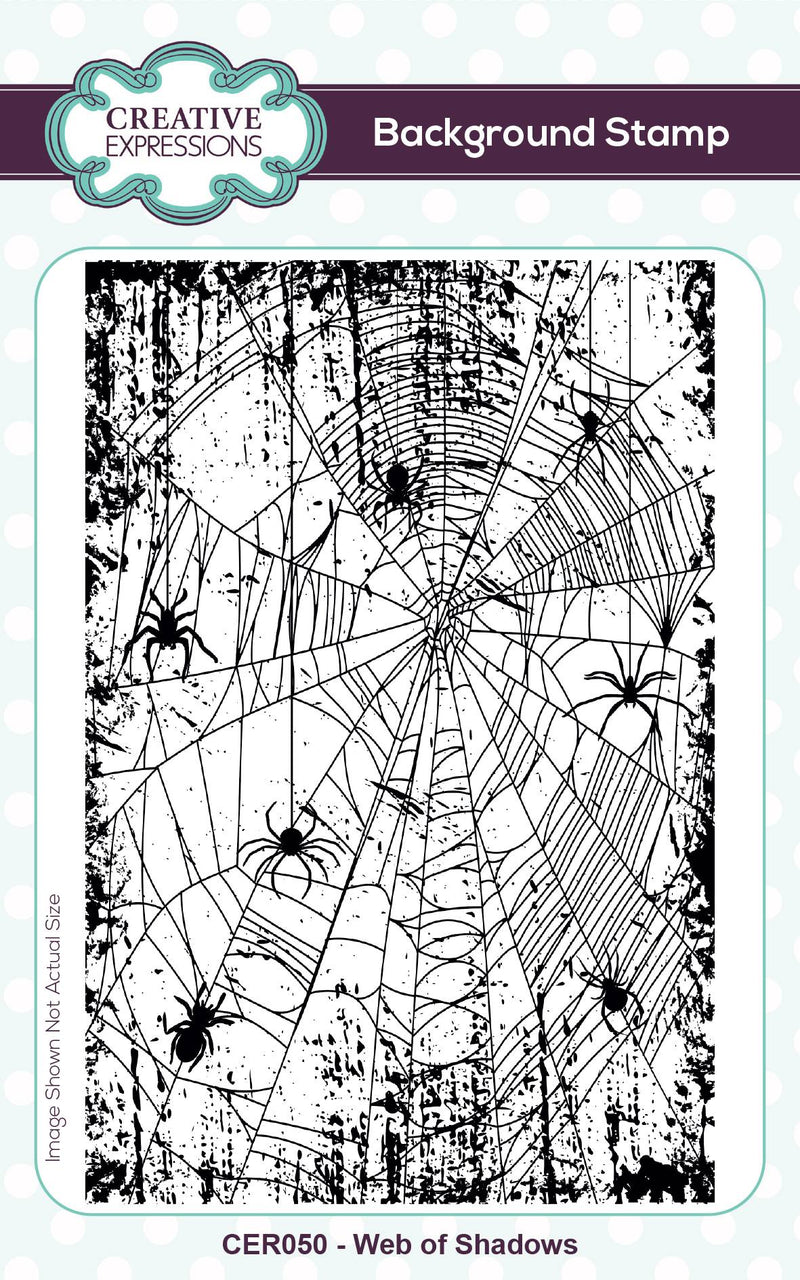 Creative Expressions Web of Shadows 4 in x 6 in Pre Cut Rubber Stamp - Craftywaftyshop