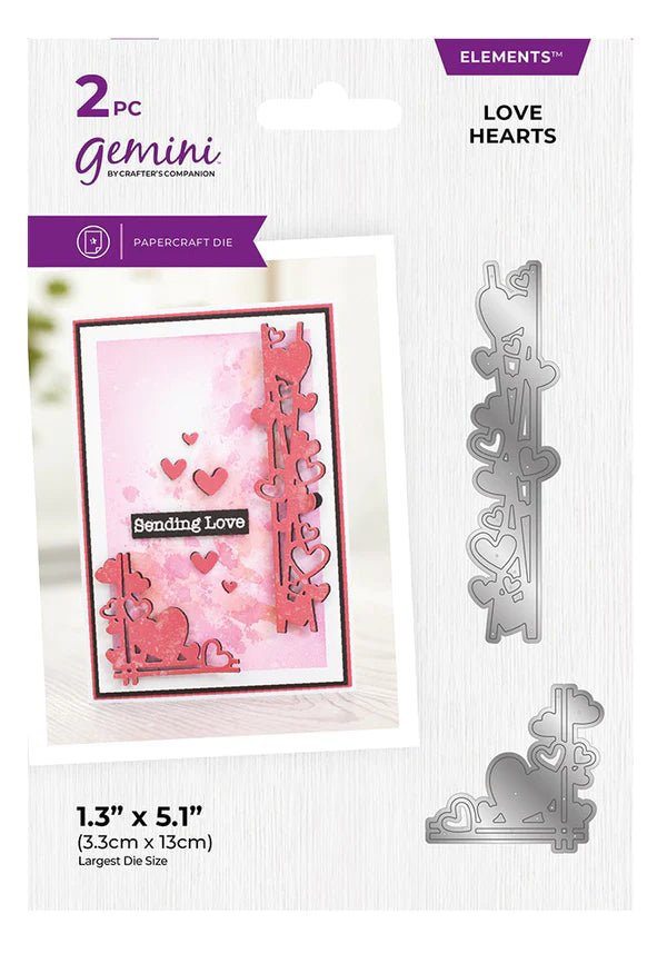 Gemini Scattered Corners & Borders Die Love Hearts by Crafters Companion - Craftywaftyshop
