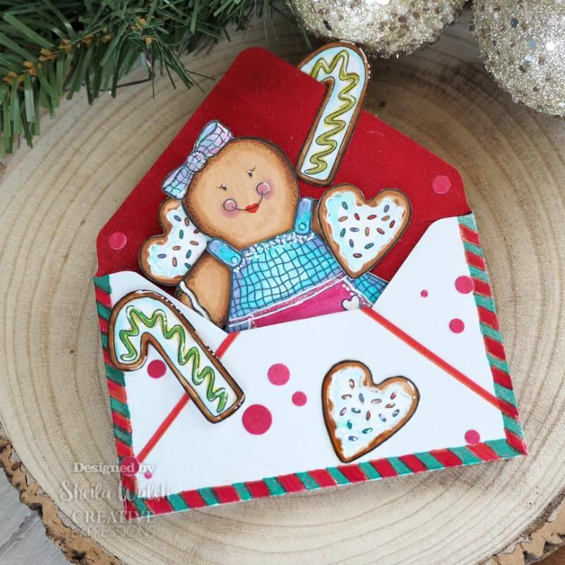 Gingerbread Bakes 6 in x 8 in Clear Stamp Set by Sam Poole - Craftywaftyshop