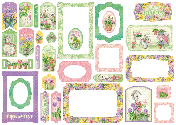 Graphic 45 Grow with Love Chipboard Tags & Frames Die Cuts - Craftywaftyshop