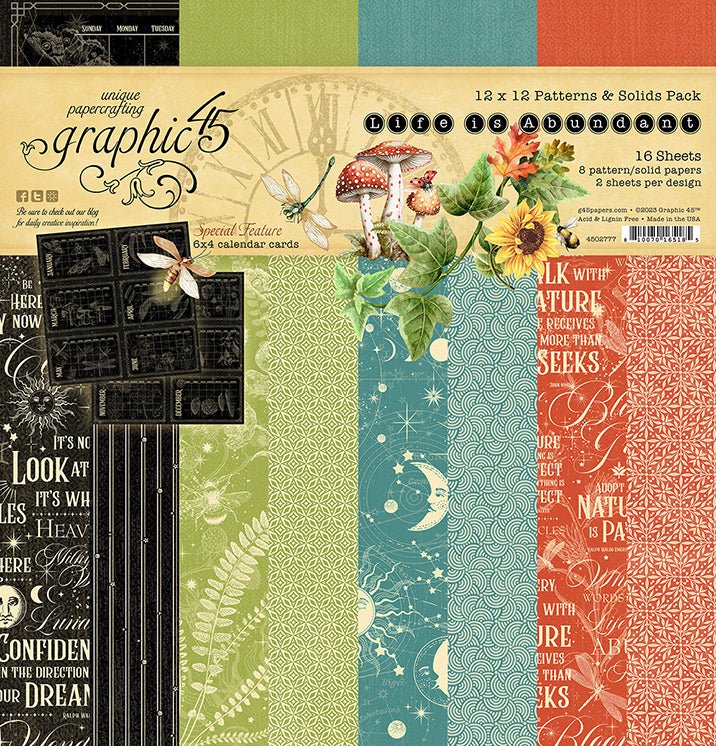Graphic 45 Life is Abundant 12×12 Patterns and Solids Pack - Craftywaftyshop