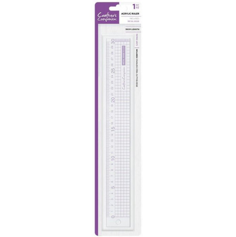 Metal Edge Acrylic Ruler (30cm) by Crafters Companion - Craftywaftyshop