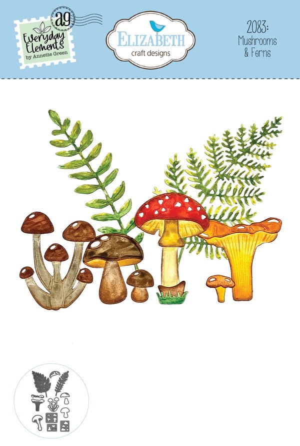 Mushrooms & Ferns Die Set by Elizabeth Craft Designs - Craftywaftyshop