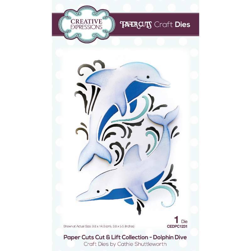 Paper Cuts Cut & Lift Dolphin Dive Craft Die by Creative Expressions - Craftywaftyshop