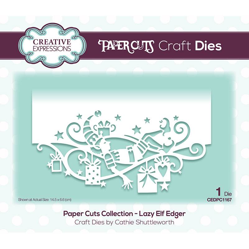 Paper Cuts Lazy Elf Edger Craft Die by Creative Expressions - Craftywaftyshop