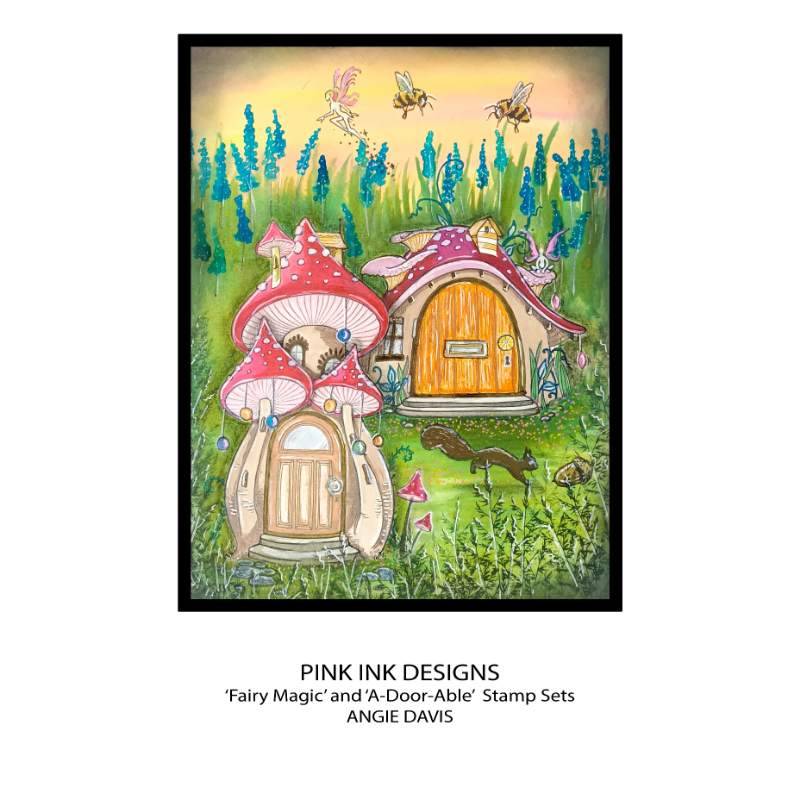 Pink Ink Designs A-Door-Able 6 in x 8 in Clear Stamp Set - Craftywaftyshop