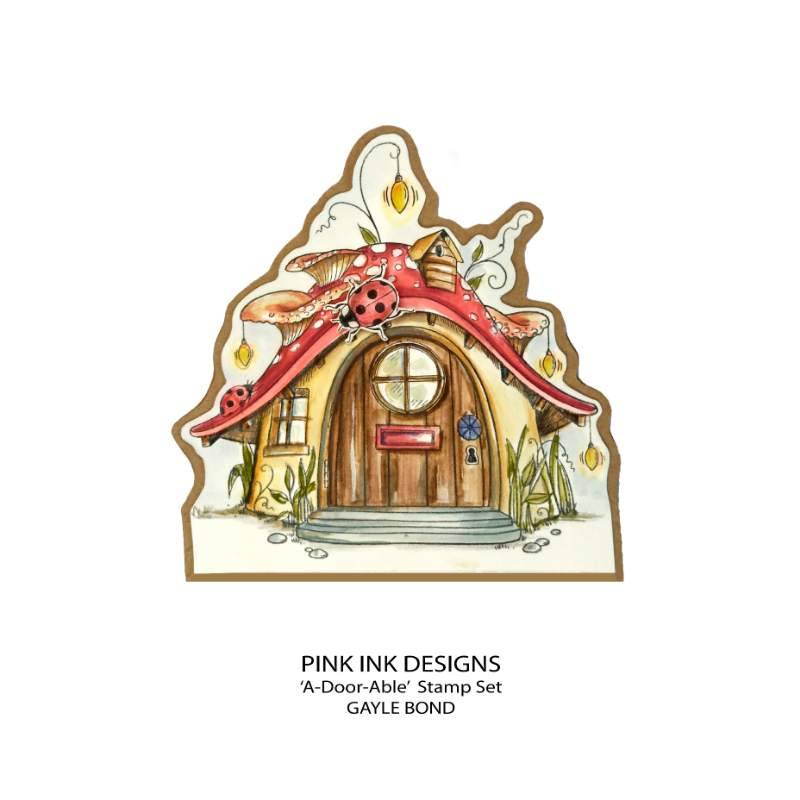 Pink Ink Designs A-Door-Able 6 in x 8 in Clear Stamp Set - Craftywaftyshop